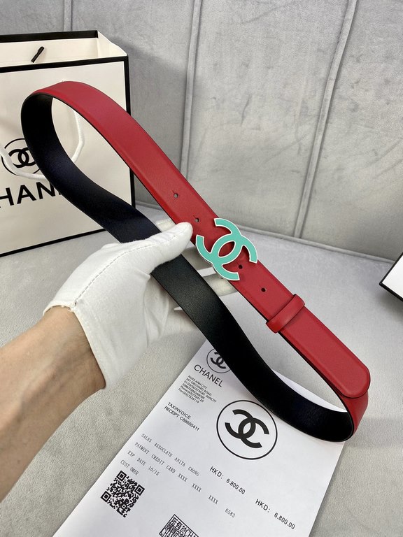 Width 3.0cm Chanel (Chanel) imported soft calf leather support NFC chip official website link   scanning code verification, gold Silver metal grinding rubber steel buckle.