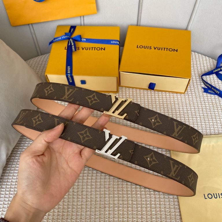 Comes with a full set of gift boxWidth 30mm LOUIS VUITTON OVERSEAS ORIGINAL GENUINE Made in Spain - Classic design Mon organ canvas leather belt Imported calfskin cream brushed bottom lining Shiny palladium-plated buckle