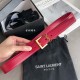 YSL  Saint Laurent women's belt, double-sided imported original leather, square buckle with CASSANDRE logo belt loop, women's must-have items, width 3.0cm