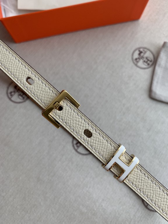 Hermès new Hermès POP-H series milk tea white reverse gold brown Belt and enamel buckle perfect combination can be used as a belt waist seal combination thin belt 1.5cm small, beautiful than the previous big H good-looki