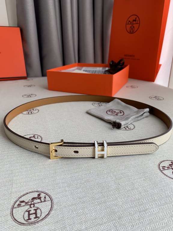 Hermès new Hermès POP-H series milk tea white reverse gold brown Belt and enamel buckle perfect combination can be used as a belt waist seal combination thin belt 1.5cm small, beautiful than the previous big H good-looki