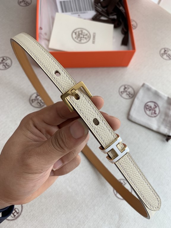 Hermès new Hermès POP-H series milk tea white reverse gold brown Belt and enamel buckle perfect combination can be used as a belt waist seal combination thin belt 1.5cm small, beautiful than the previous big H good-looki