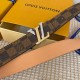 Comes with a full set of gift boxWidth 30mm LOUIS VUITTON OVERSEAS ORIGINAL GENUINE Made in Spain - Classic design Mon organ canvas leather belt Imported calfskin cream brushed bottom lining Shiny palladium-plated buckle