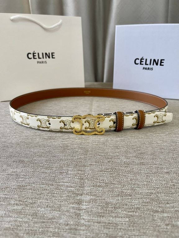 Celine Italy imported calfskin head layer, smooth and delicate grain, with the triumphal arch boutique copper buckle, steamed air plating does not fade, 2.5cm men and women with the same models, support NFC