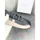 Width 3.0cm Dior (Dior) explosion of flat wireless belt body  Saddle head layer calf leather belt.Lacquered metal CD logo in imported double-layer cowhide leather.