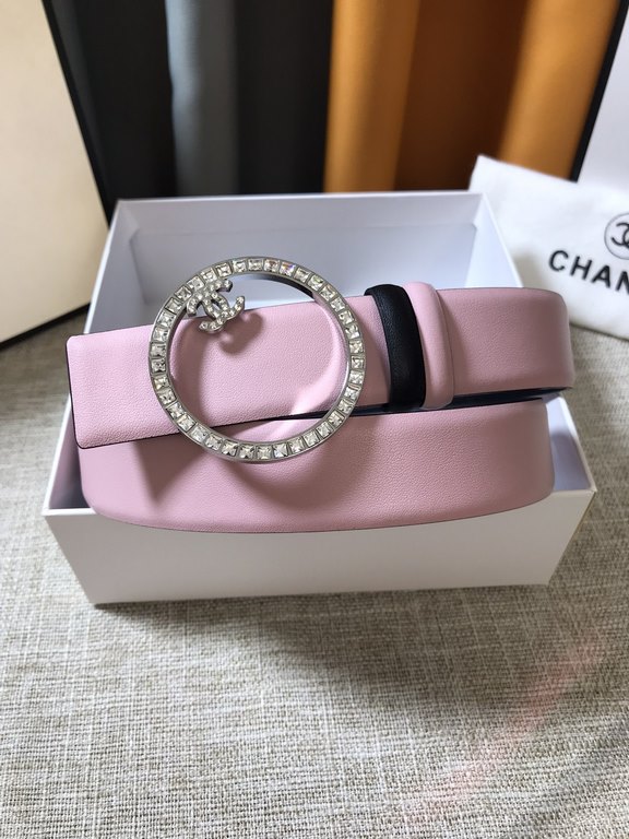 Chanel - CHANEL   new synchronization, the original single generation purchase level, 3.0cm The belt body on both sides of the use of imported original first layer calfskin, steel hand-set diamonds buckle, the belt body 