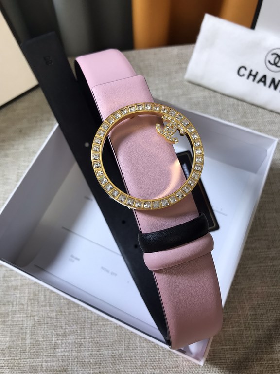 Chanel - CHANEL   new synchronization, the original single generation purchase level, 3.0cm The belt body on both sides of the use of imported original first layer calfskin, steel hand-set diamonds buckle, the belt body 