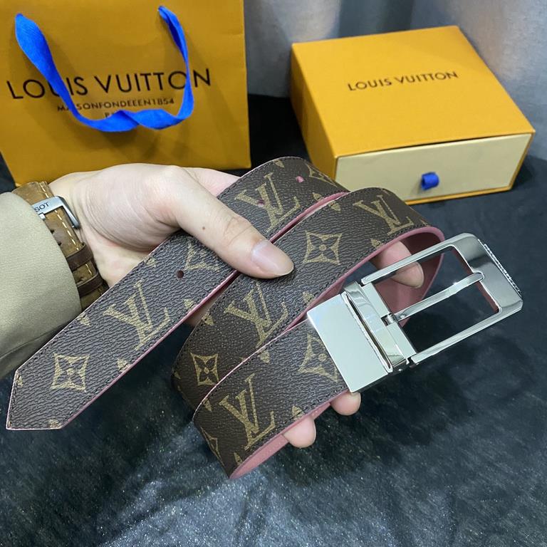 LV Women's fine original quality 35mm width counter code M9935 Donkey first couple style Classic black or bright pink two colors can be selected Both sides can be used. Versatile and stylish