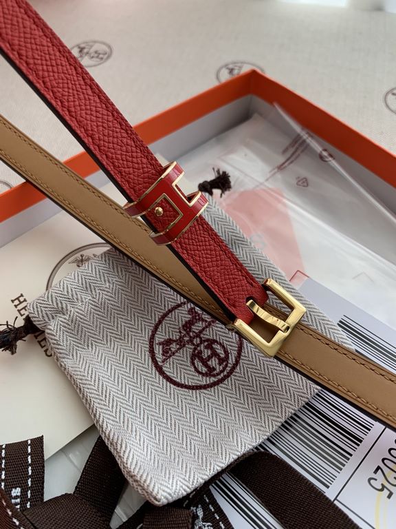 Hermès POP-H Hermès POP-H series, red color, gold brown on the reverse side, belt and enamel buckle, perfect combination, can be used as a belt and waist seal, thin belt 1.5cm, small, beautiful, better than the previous 