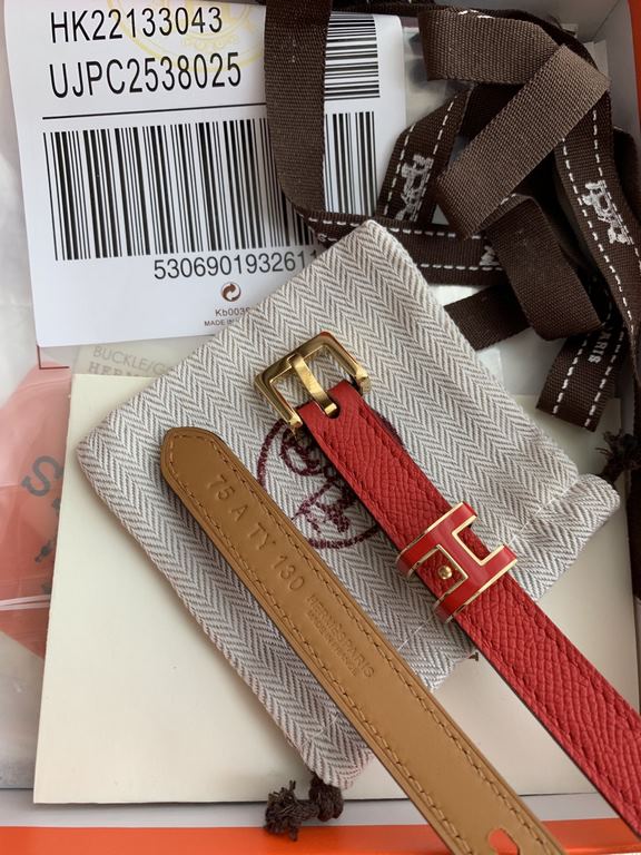 Hermès POP-H Hermès POP-H series, red color, gold brown on the reverse side, belt and enamel buckle, perfect combination, can be used as a belt and waist seal, thin belt 1.5cm, small, beautiful, better than the previous 