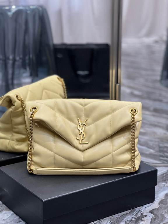 [In stock in secondsLight yellow with gold buttons-               _ quilted lambskin bag, 100% lambskin production, soft and delicate feel, as if embracing the clouds   like feeling; classic Y family logo, chain and grom