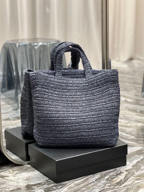 [In stock in seconds  Blue   RIVE GAUCHE raffia woven tote! Full of art ~ raffia weave is very solid, super texture  Everyday with private wear can not go wrong with the item Natural style design as if it can breathe  If