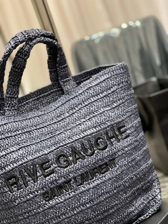 [In stock in seconds  Blue   RIVE GAUCHE raffia woven tote! Full of art ~ raffia weave is very solid, super texture  Everyday with private wear can not go wrong with the item Natural style design as if it can breathe  If