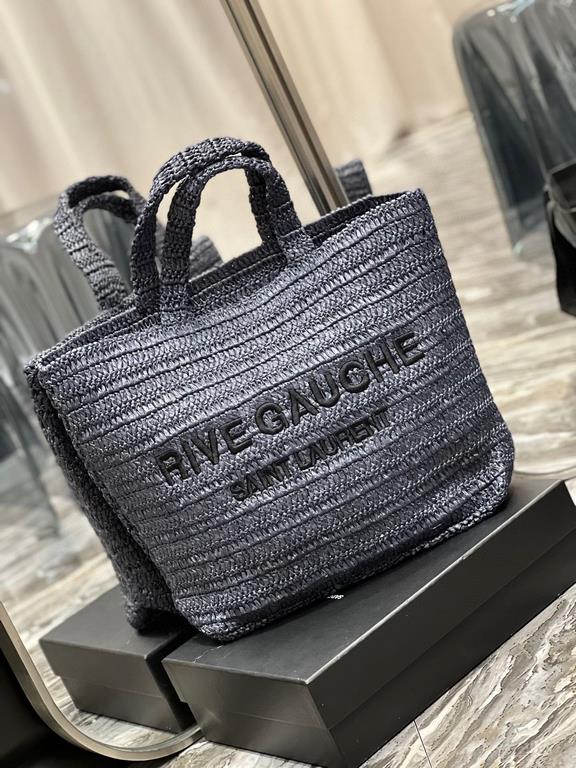 [In stock in seconds  Blue   RIVE GAUCHE raffia woven tote! Full of art ~ raffia weave is very solid, super texture  Everyday with private wear can not go wrong with the item Natural style design as if it can breathe  If