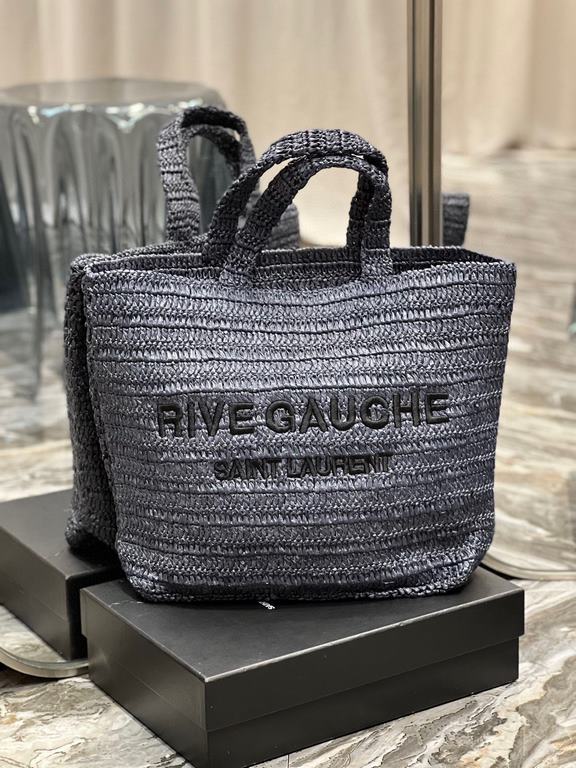 [In stock in seconds  Blue   RIVE GAUCHE raffia woven tote! Full of art ~ raffia weave is very solid, super texture  Everyday with private wear can not go wrong with the item Natural style design as if it can breathe  If