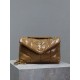 Earthy gold buckle oiled waxed leather - double chainLoulou Puffer mini_mini size double chain bag is here! The whole bag is made of imported oil waxed leather with Y's diagonal stripe quilting process, has a soft textur