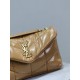 Earthy gold buckle oiled waxed leather - double chainLoulou Puffer mini_mini size double chain bag is here! The whole bag is made of imported oil waxed leather with Y's diagonal stripe quilting process, has a soft textur