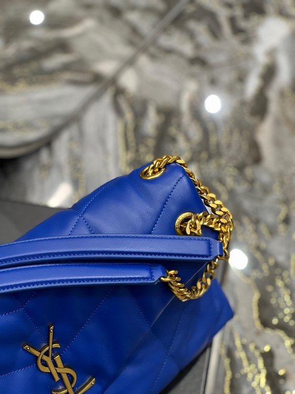 [In stock in secondsElectric Blue with Gold Buckle-               _ quilted lambskin bag, 100% lambskin production, soft and delicate feel, as if embracing the clouds   like feeling; classic Y family logo, chain and grom