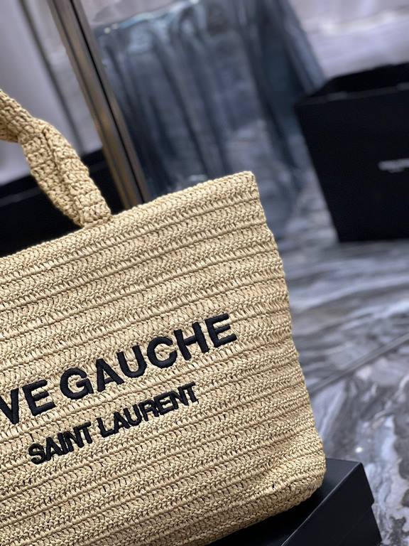 [In stock in secondsRIVE GAUCHE raffia woven tote! Full of art ~ raffia weave is very solid, super texture  Everyday with private wear can not go wrong with the item Natural style design as if you can breathe  If you lik