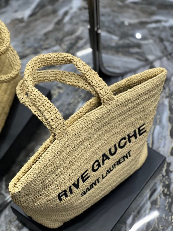 [In stock in secondsRIVE GAUCHE raffia woven tote! Full of art ~ raffia weave is very solid, super texture  Everyday with private wear can not go wrong with the item Natural style design as if you can breathe  If you lik