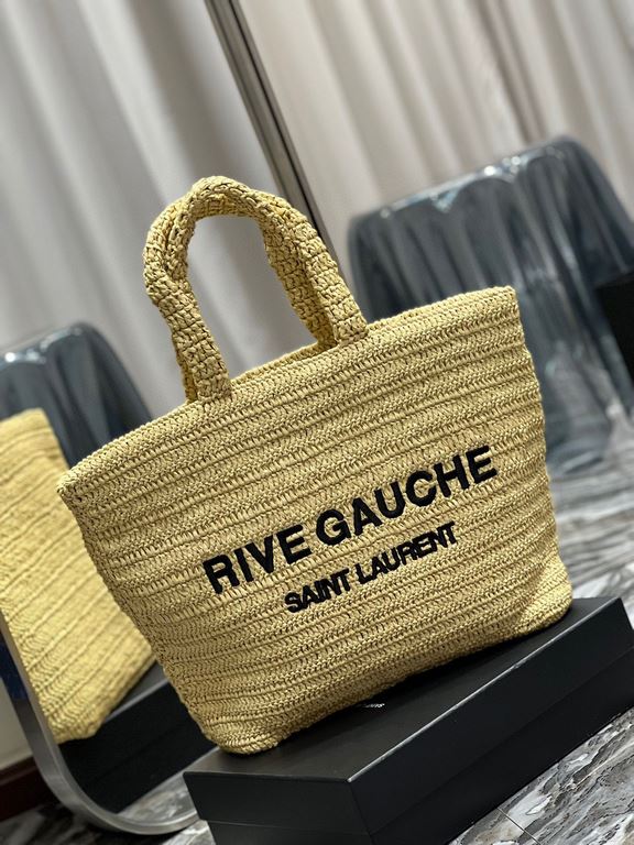 [In stock in secondsRIVE GAUCHE raffia woven tote! Full of art ~ raffia weave is very solid, super texture  Everyday with private wear can not go wrong with the item Natural style design as if you can breathe  If you lik