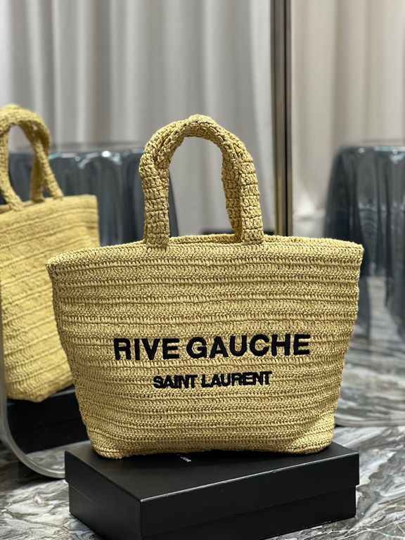 [In stock in secondsRIVE GAUCHE raffia woven tote! Full of art ~ raffia weave is very solid, super texture  Everyday with private wear can not go wrong with the item Natural style design as if you can breathe  If you lik