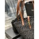 [In stock in seconds]  straw woven bag fast fallVegetable basket hollowed out straw tote bag_Y home exquisite Parisian style in this black straw woven tote bag in the best. logo directly using the L letter hooked in the 