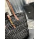 [In stock in seconds]  straw woven bag fast fallVegetable basket hollowed out straw tote bag_Y home exquisite Parisian style in this black straw woven tote bag in the best. logo directly using the L letter hooked in the 