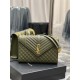 [In stock in seconds]#Envelope# olive green with gold buckleLarge grained embossed quilted leather envelope bagClassic is timeless, the beauty of the V grain quilted diamond caviar pattern, Italian cowhide leather with e