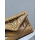 Earthy yellow oil waxed leather with gold buckle-Loulou puffer_quilted oil waxed leather chain bag, 100% calf leather production, soft and delicate feel, as if embracing the clouds   like feeling; classic Y family logo, 