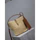 LE 37 Woven Bucket Bag_The joy of the straw bag｜New limited edition collection is here!Summer's favorite straw bag with cowhide edges and decorative logo hook and loop closure, with raffia weaving, it's enough to decorat