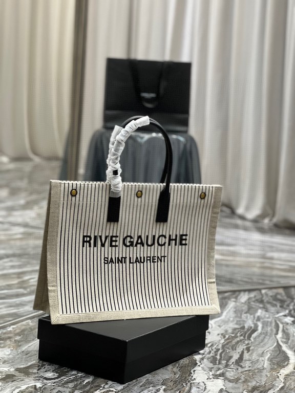 [In stock in seconds] Summer limited striped cotton and linen models _Rive Gauche Tote Bag, the left bank shopping bag  , from customized cotton and linen material to the logo process, every detail I ask for perfection! 