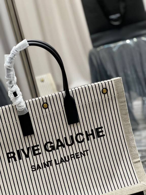 [In stock in seconds] Summer limited striped cotton and linen models _Rive Gauche Tote Bag, the left bank shopping bag  , from customized cotton and linen material to the logo process, every detail I ask for perfection! 