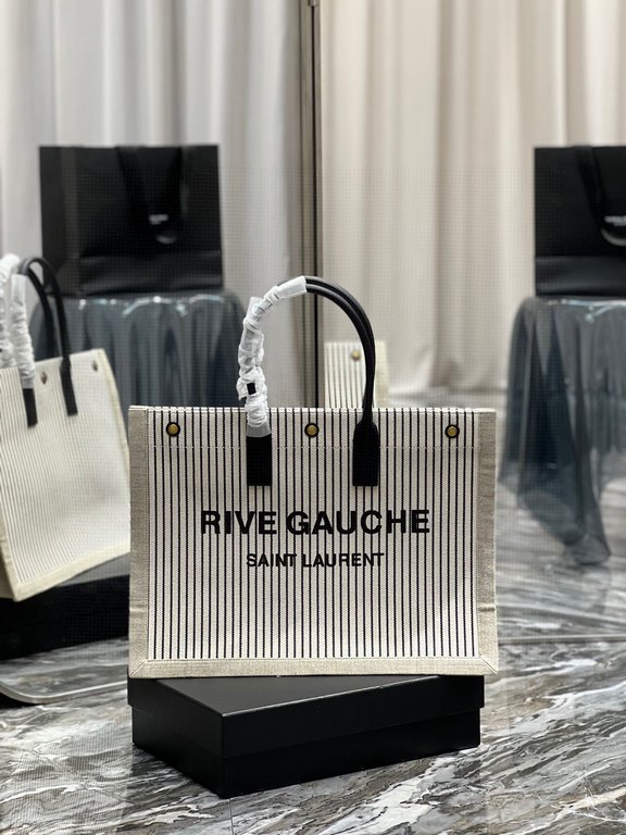 [In stock in seconds] Summer limited striped cotton and linen models _Rive Gauche Tote Bag, the left bank shopping bag  , from customized cotton and linen material to the logo process, every detail I ask for perfection! 