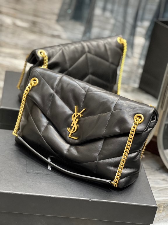 [In stock in seconds]Black with gold buttons-               _ quilted lambskin bag, 100% lambskin production, soft and delicate feel, as if embracing the clouds   like feeling; classic Y family logo, chain and grommet ha