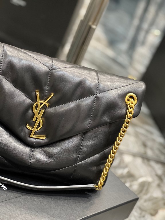 [In stock in seconds]Black with gold buttons-               _ quilted lambskin bag, 100% lambskin production, soft and delicate feel, as if embracing the clouds   like feeling; classic Y family logo, chain and grommet ha