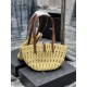 [In stock in seconds]  straw woven bag fast fallVegetable basket hollowed out straw tote bag_Y's exquisite Parisian style in this black straw tote bag is dripping with flavor.Logo directly using the L letter hooked in th