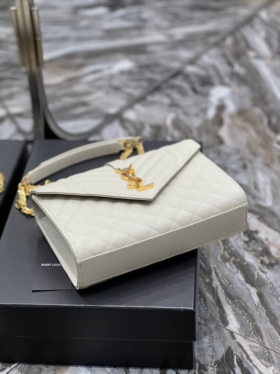 [In stock in seconds]#Envelope #White with Gold BuckleMedium grain embossed quilted leather envelope bagClassic is timeless, beautiful out of the sky V pattern spelling diamond pattern of caviar, Italian cowhide with eye