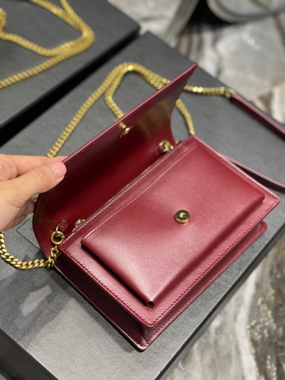 [In stock in seconds]#          #Burgundy and gold button toothpick pattern_Coming! Coming! The new Sunset Bag toothpick print version it's here! Continuing the classic SUNSET flap shape silhouette, a series of small cha