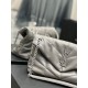 New] Gray with Silver Buckle-Loulou puffer_quilted lambskin bag, 100% lambskin production, soft and delicate feel, as if embracing the clouds   like feeling; classic Y family logo, chain and grommet hardware are made of 