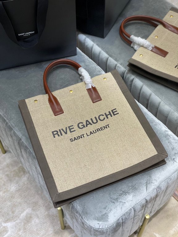 [In stock in seconds][Vertical] _ new colorsRive Gauche Tote Bag, the left bank shopping bag  , from custom linen material to hardware in to silkscreen, every detail I ask for perfection! zp purchased open mold customiza