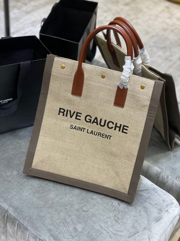 [In stock in seconds][Vertical] _ new colorsRive Gauche Tote Bag, the left bank shopping bag  , from custom linen material to hardware in to silkscreen, every detail I ask for perfection! zp purchased open mold customiza