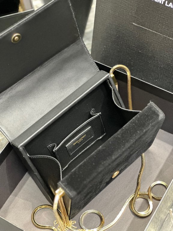 [In stock in seconds][Original leather] black gold velvet with cowhide box_The latest KATE BOX BAG arrives at the counter!Y Kate handbags series again upgraded version, the launch of the new BOX box design, a collection 