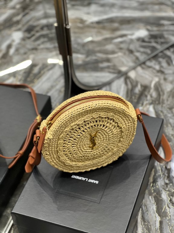 [In stock in seconds]  straw woven bag fast fallRound cake woven bag to la ~Full of artistic atmosphere , Raffia grass weaving is very solid, super texture, French lazy wind, daily with private clothes will not go wrong 