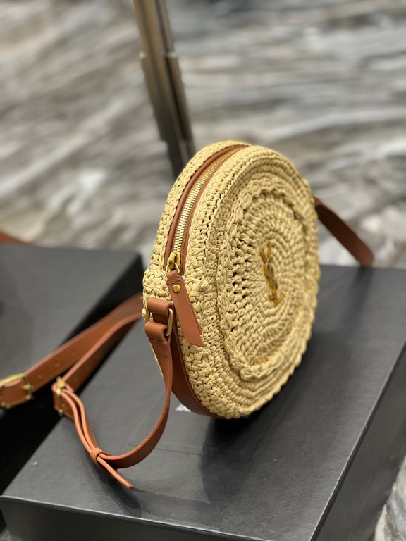 [In stock in seconds]  straw woven bag fast fallRound cake woven bag to la ~Full of artistic atmosphere , Raffia grass weaving is very solid, super texture, French lazy wind, daily with private clothes will not go wrong 