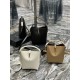 LE 5à7_Bucket BagBlackwhitealmond color cowhide with gold buckle