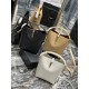 LE 5à7_Bucket BagBlackwhitealmond color cowhide with gold buckle