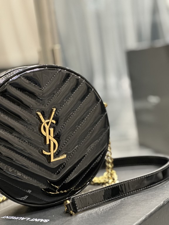 NEW】Black gold buckle patent leather_!Counter latest VINYLE cute little round bag debut! Selection of imported high-quality glossy patent leather cowhide carefully made, lightweight to come and feel particularly delicate