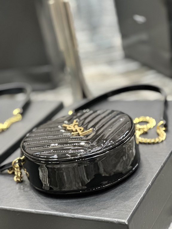 NEW】Black gold buckle patent leather_!Counter latest VINYLE cute little round bag debut! Selection of imported high-quality glossy patent leather cowhide carefully made, lightweight to come and feel particularly delicate