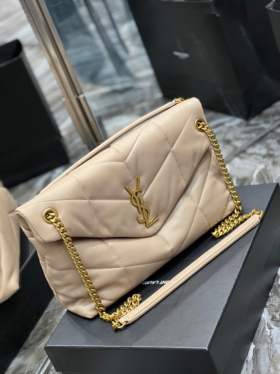 [In stock in seconds]Apricot color with gold buttons-               _ quilted lambskin bag, 100% lambskin production, soft and delicate feel, as if embracing the clouds   like feeling; classic Y family logo, chain and gr